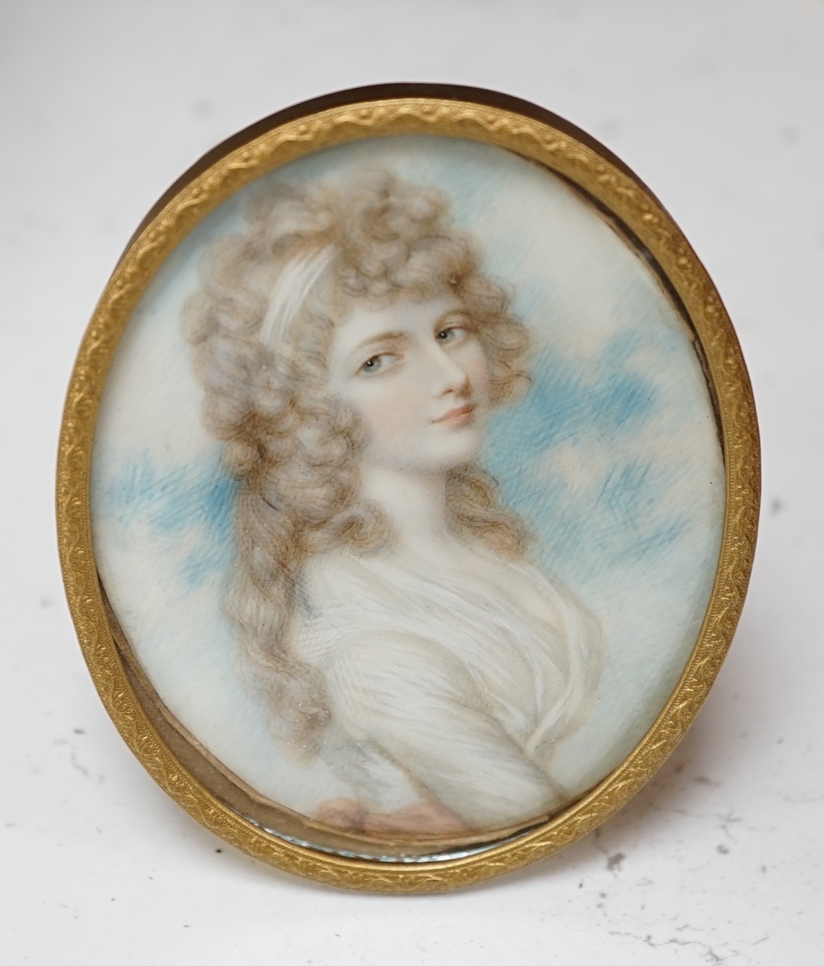 An early 19th century oval framed portrait miniature on ivory CITES Submission reference DGP5J4HH